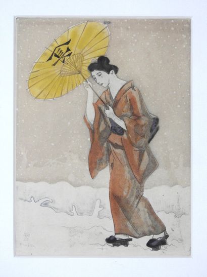 Léonard Tsuguharu FOUJITA (1886-1968) : Geisha...
