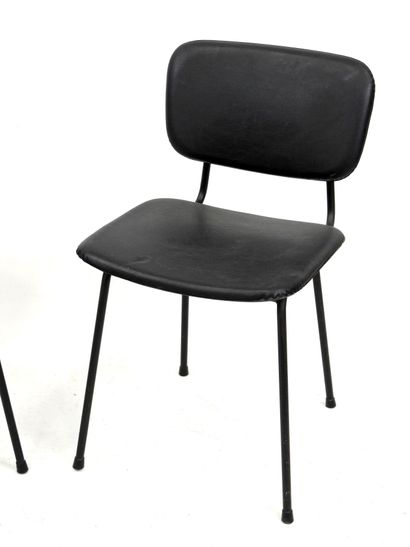 null AIRBORNE (editor): Pair of chairs model Carolina with black lacquered tubular...