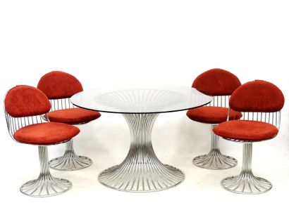 null Gastone RINALDI (1920-2006): Quatre chaises modèle Margot en métal chromé, pied...