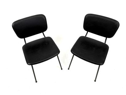 null AIRBORNE (editor): Pair of chairs model Carolina with black lacquered tubular...