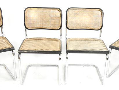 null Marcel BREUER (1902-1981) d'après : Quatre chaises modèle Cesca, structure tubulaire...