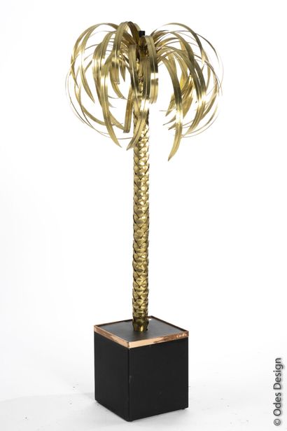 null Olivier de SCHRIJVER (né en 1958) : Lampe "Palmier" en laiton doré, socle en...