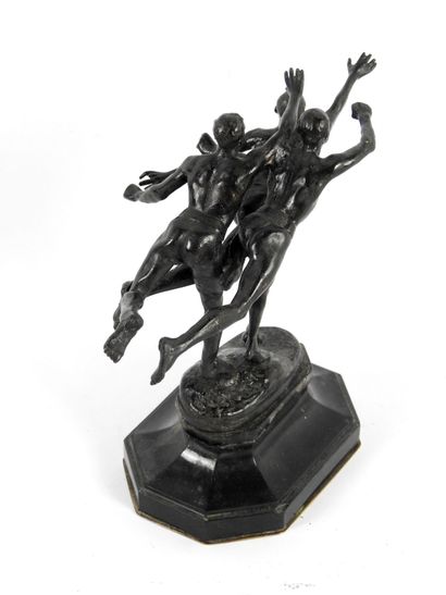 null Alfred BOUCHER (1850-1934) : "Au but". 
Epreuve en bronze à patine noire Art...