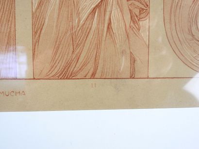 null Alphonse MUCHA (1860-1939) : Planche n°11 représentant une femme Art Nouveau...