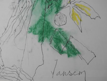 null Jean JANSEM (1920-2013) : Repos. Crayon, graphite et pastel. Signé en bas à...