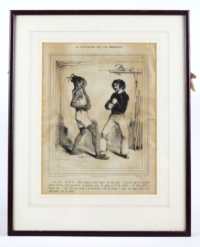 null ENGRAVINGS. Meeting of 3 engravings on the theme of fencing, boxing and the...