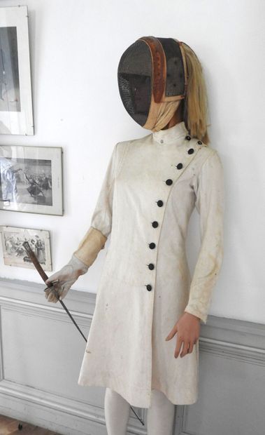 null FENCING. Mannequin of a female fencer with foil, circa 1900, consisting of a...