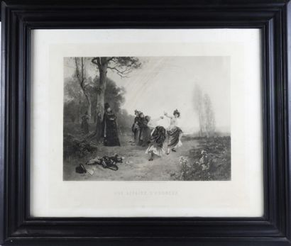 null ENGRAVINGS. Meeting of 4 engravings on the theme of fencing in the 19th century,...