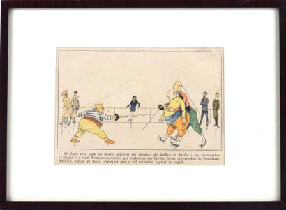 null ENGRAVINGS. Meeting of 4 engravings on the theme of fencing in the 19th century,...