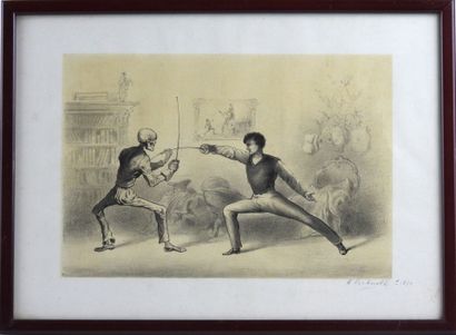 null ENGRAVINGS. Meeting of 4 engravings on the theme of the duel in the XIXth century,...