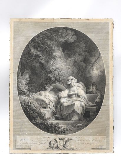  Jean-Honoré FRAGONARD (1732-1806), d'après : La Bonne mère. Gravure par N. De Launay... Gazette Drouot