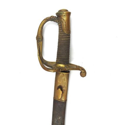 null FRANCE. Infantry officer's saber model 1821 with gilt brass mounting, basane-covered...