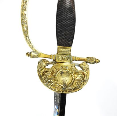 null FRANCE. Uniform sword with chiseling of senior staff officer, gilded brass mount,...
