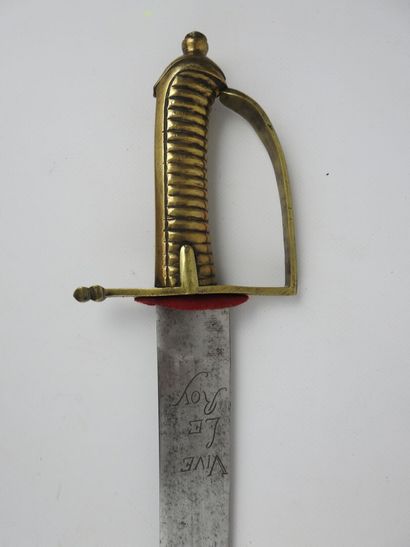 null FRANCE. Infantry lighter saber model 1767 with cast brass handle, flat curved...