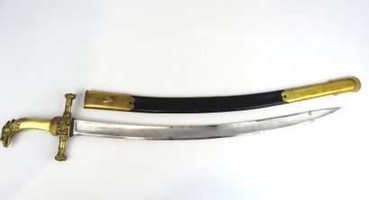 null FRANCE. Imperial Guard sapper type saber with brass mounting, eagle head molded...
