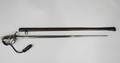 null FRANCE. Infantry officer's saber model 1882, nickel-plated iron frame, filigree...