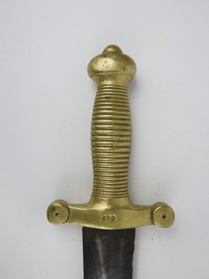 null FRANCE. Infantry sword model 1831 with die-cast brass handle, double-edged blade...