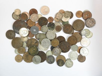 null FRANCE et ETRANGER
Lot de monnaies divers dont Wiiliam III de Prusse, 1823,...