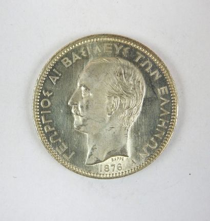 null GRECE
Georges Ier (1863-1913). 5 drachmes. 1876
Av. Tête nue à gauche. 
Rv....