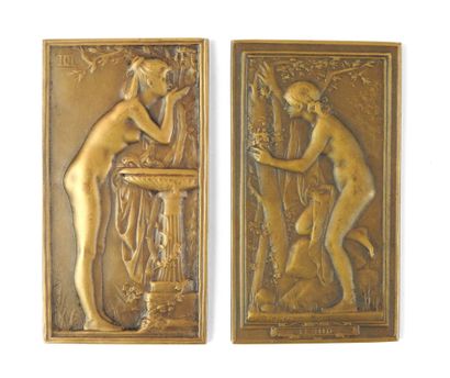 null DUPUIS Daniel (1849-1899)
"La Source" et "Le Nid"
Paire de plaques en bronze...