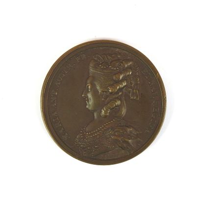 null LOUIS XVI / MARIE-ANTOINETTE
Médaille en bronze, signé Du Vivier. 
Av. Ludovicus...