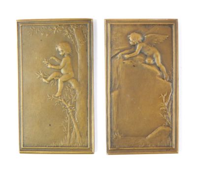null DUPUIS Daniel (1849-1899)
"La Source" et "Le Nid"
Paire de plaques en bronze...