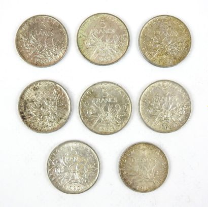 null FRANCE
Lot 7 monnaies 5 frc argent et 1 monnaie 2 francs 1916.
poids 95g