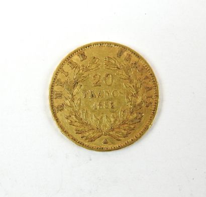 null FRANCE
20 francs or type Napoléon III non lauré 1855
6.43g