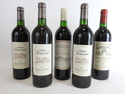 null 5 bouteilles :3 Chateau Bouscaut Pessac Leognan 1996 - 1 Chateau Peynaud 1999...