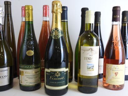 null 12 bouteilles vins divers dont pétillant, Prosecco, rosé demi sec, Guinot, Domaine...