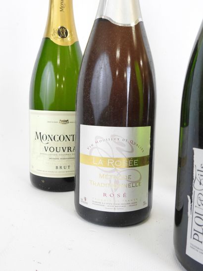 null 6 bouteilles Touraine brut, Monmousseau, Crémant de Loire, La Rosée méthode...