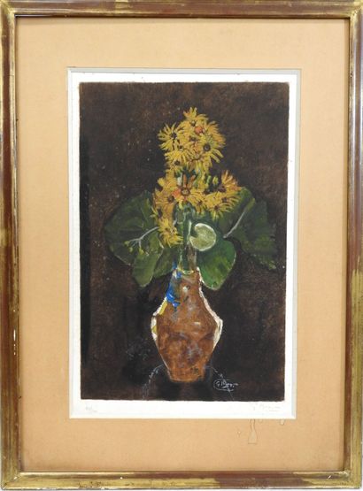 null Georges BRAQUE (1882-1963) : Bouquets de fleurs. Aquatinte. Signé en marge au...