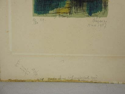 null Jean René BAZAINE (1904-2001) : Composition. Lithographie couleurs sur papier...
