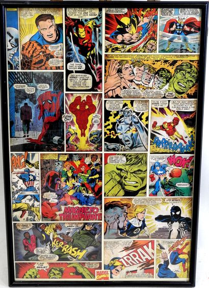null MARVEL COMICS : Planche de bande dessinée figurant Spider Man, Hulk, Wolverine...