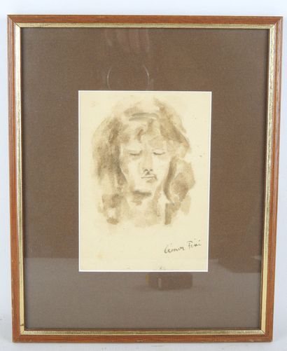null Leonor FINI (1907-1996) : Portrait de jeune femme. Lavis d'encre et aquarelle...