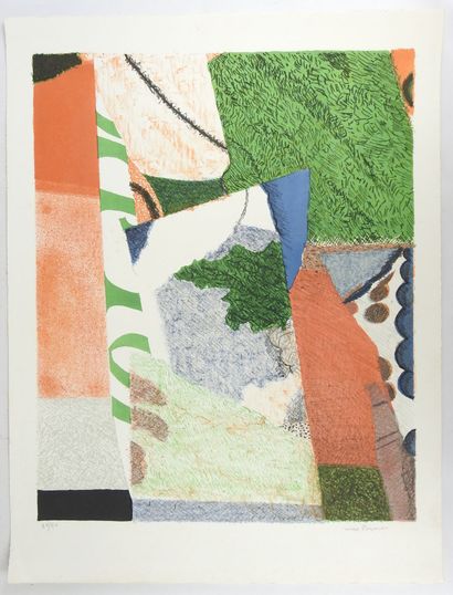 null Max PAPART (1911-1994) : Composition végétale. Lithographie couleurs. Signé...
