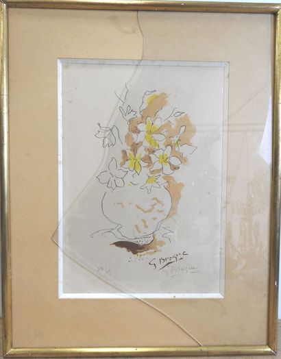 null Georges BRAQUE (1882-1963), d'après : Vase jaune. Photolithographie en couleurs....