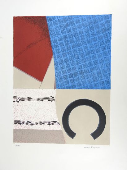 null Max PAPART (1911-1994) : Composition. Lithographie couleurs. Signé en marge...