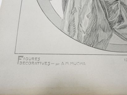 null Alphonse MUCHA (1860-1939) : Planche n° 12 représentant des jeunes filles et...