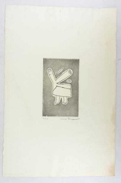 null Max PAPART (1911-1994) : Composition. Lithographie en noir et blanc. Signé au...