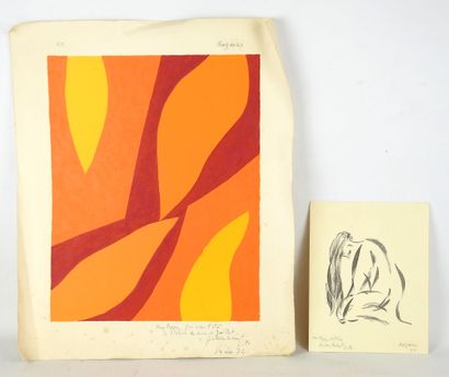 null Jean René BAZAINE (1904-2001) : Composition. Lithographie couleurs. Annoté Hors...