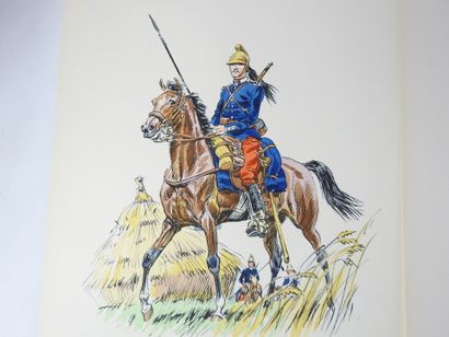 null LITHOGRAPHIES. Eugène LELIEPVRE (1908-2013). Cavaliers français, dragons, chasseurs...
