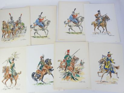 null LITHOGRAPHIES. Eugène LELIEPVRE (1908-2013). Napoleon's cavalrymen, hussars,...
