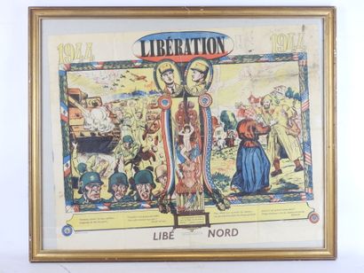 null LIBERATION. Framed engraving under glass "1944 Liberation", 46 X 54 cm. ABE