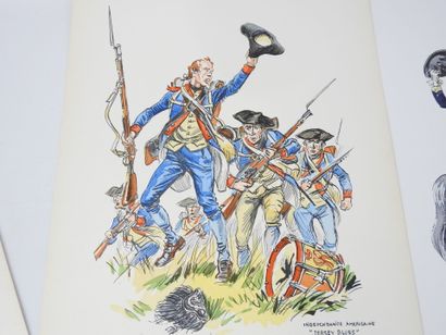 null LITHOGRAPHIES. Eugène LELIEPVRE (1908-2013). US Cavalry and Infantry, Revolutionary...