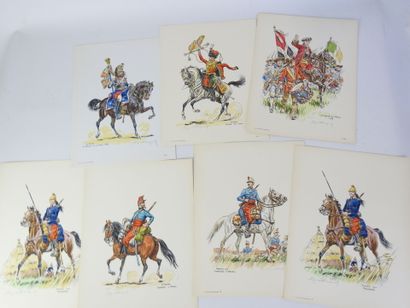 null LITHOGRAPHIES. Eugène LELIEPVRE (1908-2013). French cavalrymen, dragons, chasseurs...