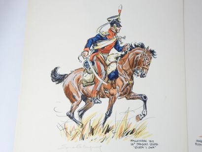 null LITHOGRAPHIES. Eugène LELIEPVRE (1908-2013). English cavalry and infantry 18th...