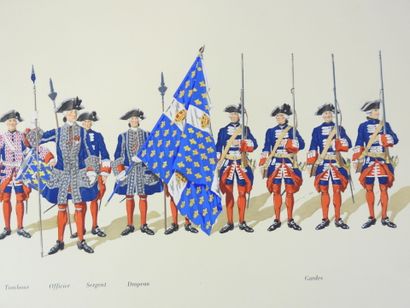 null LITHOGRAPHIES. MAC. Cavalerie et infanterie française XVIIIe siècle, dragons,...