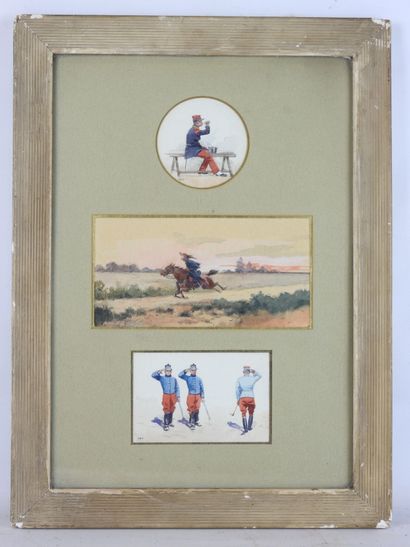 null FRANCE. French school, "Military scenes around 1900-1910", suite of 3 small...