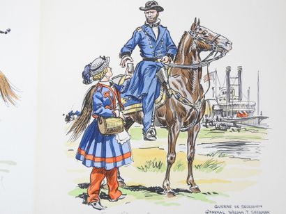 null LITHOGRAPHIES. Eugène LELIEPVRE (1908-2013). US Cavalry, Indians of the XIXth...